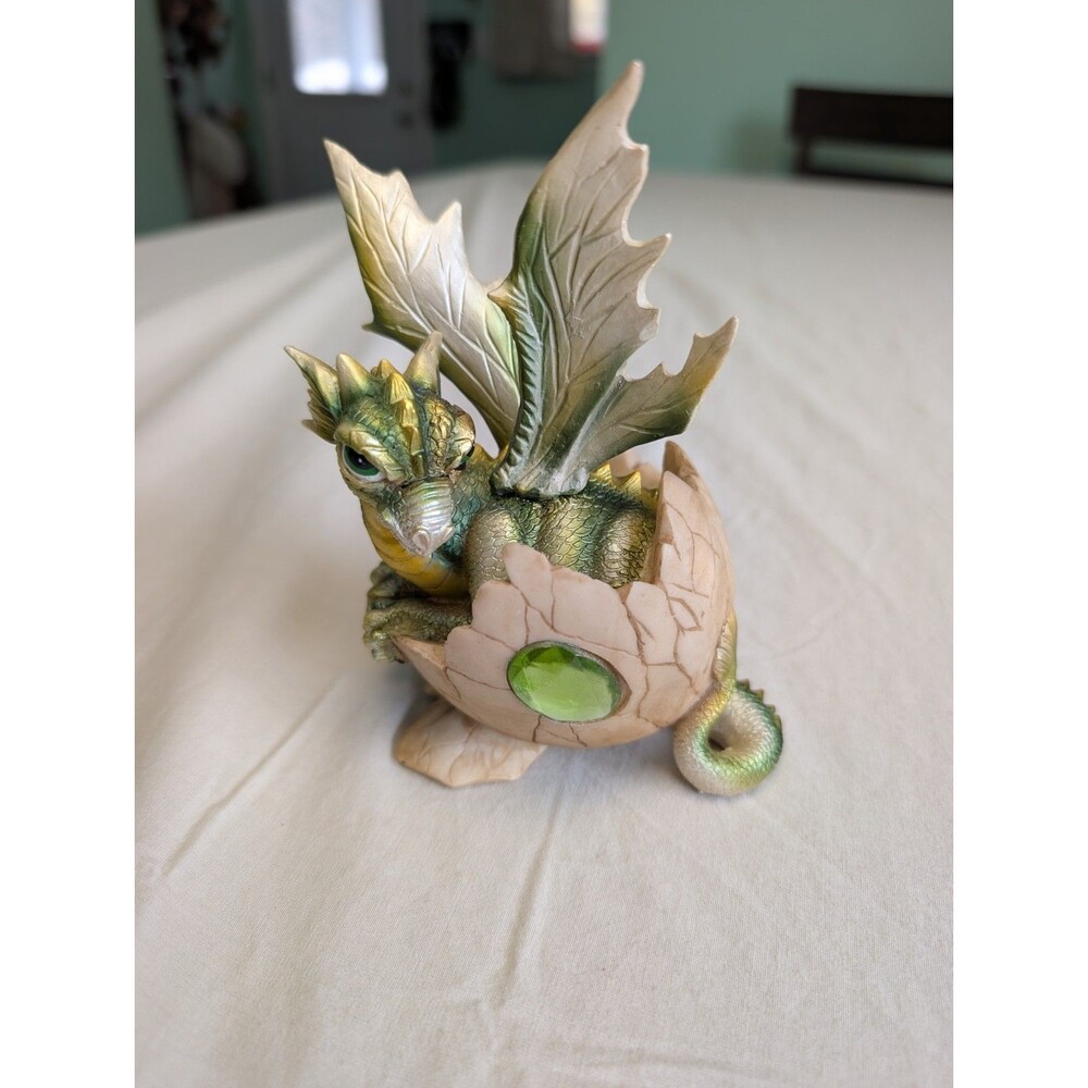 August Birthstone Dragon Egg Figurine 5.25"Tall Green Peridot August Gemstone
